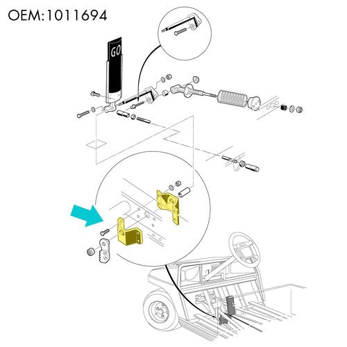 10L0L Golf Cart Accelerator Rod Bracket & Bushing Fits Club Car DS Gas & Electric Golf Carts Years 1981 & Up 1011694