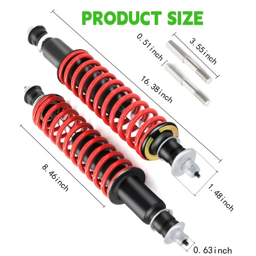Golf Cart Front and rear shock absorbers with red coil springs,Fits EZGO Medalist/TXT 1994+ Newer G&E,OEM# 70928-G01 76418-G01