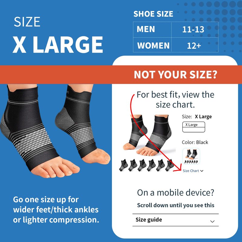 6 Pairs Plantar Fasciitis Socks for Men & Women, Ankle Brace Compression Socks with Arch Support for Achilles Tendonitis, Heel Pain, Swelling & Arthritis Relief, Black, X-Large