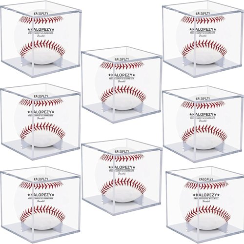 Baseball Display Case - 8 Pack UV Protected Acrylic Boxes for Memorabilia & Autograph Balls