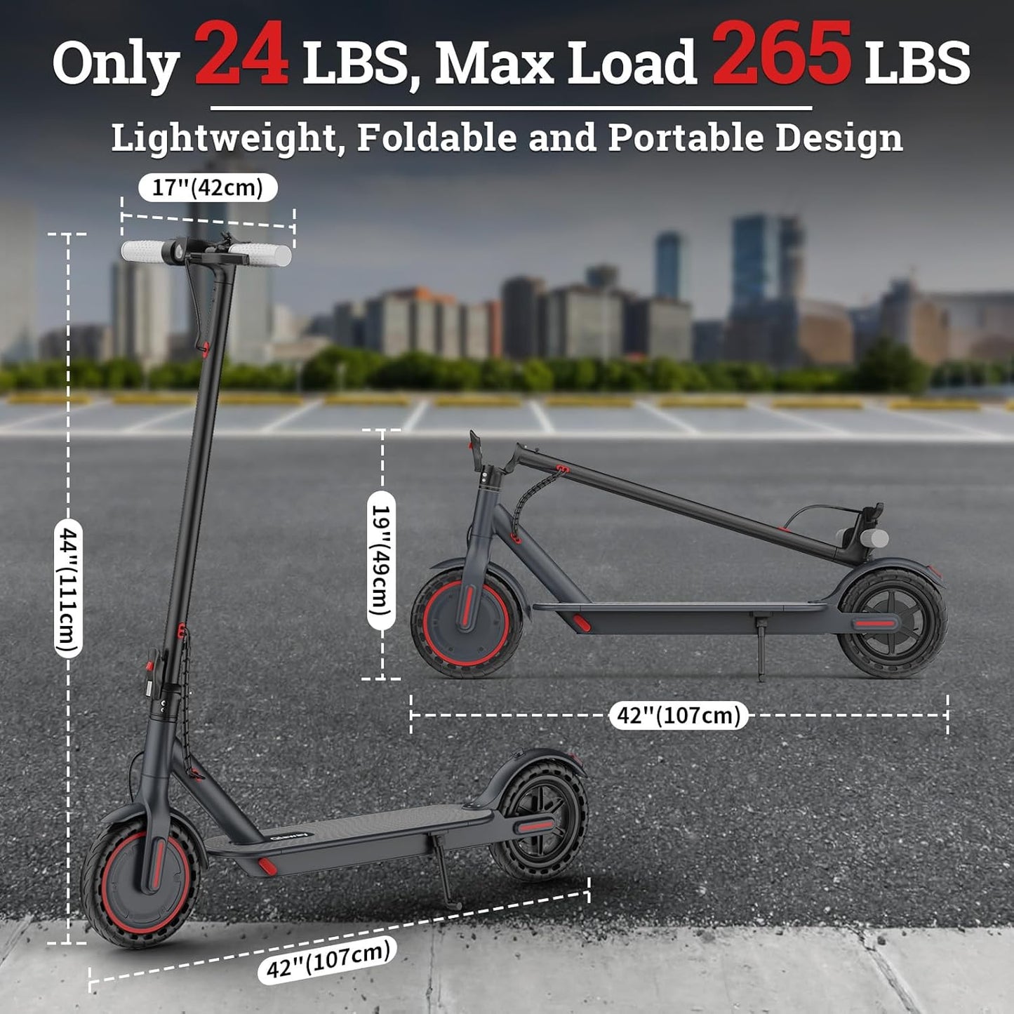 Qlaway Electric Scooter - 350W/500W Motor, 22 Miles Range, Foldable Design, 8.5"/10" Tires, Dual Braking System