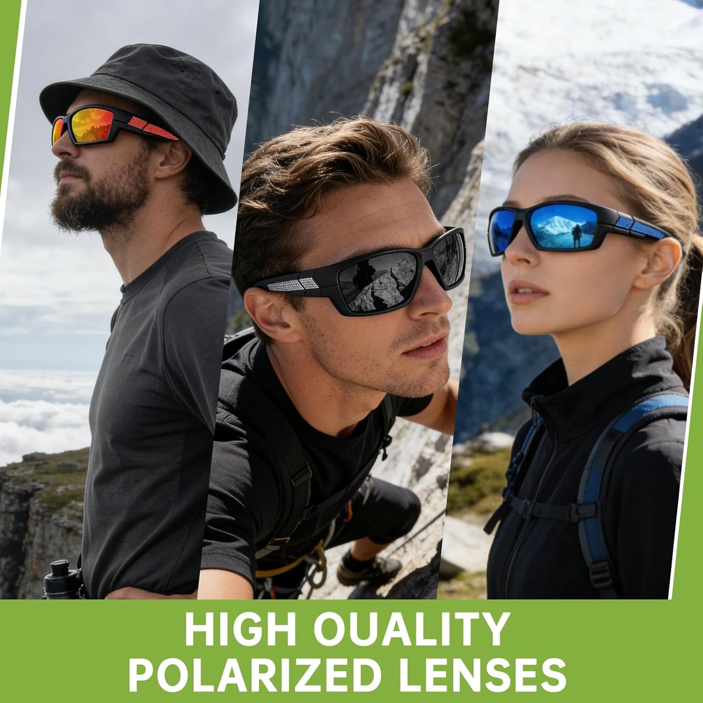 Polarized Sports Sunglasses - UV400 Protection | Wrap-Around Design for Men - Ideal for Running, Fishing, Cycling, and Driving