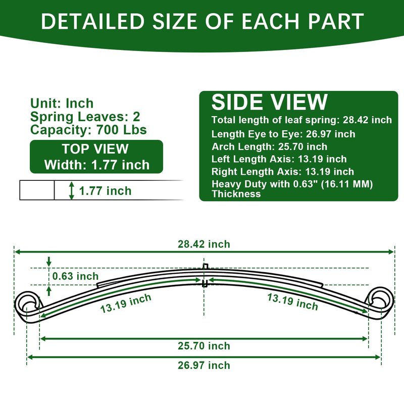 Cartalia Upgraded Heavy Duty Front 2-Leaf Springs Kit for Club Car DS 1981-Up/Precedent 2004-Up, Tempo & Onward 2017-Up Golf Cart Suspension with Polyurethane Bushings Sleeves Replace #1012030 1015108