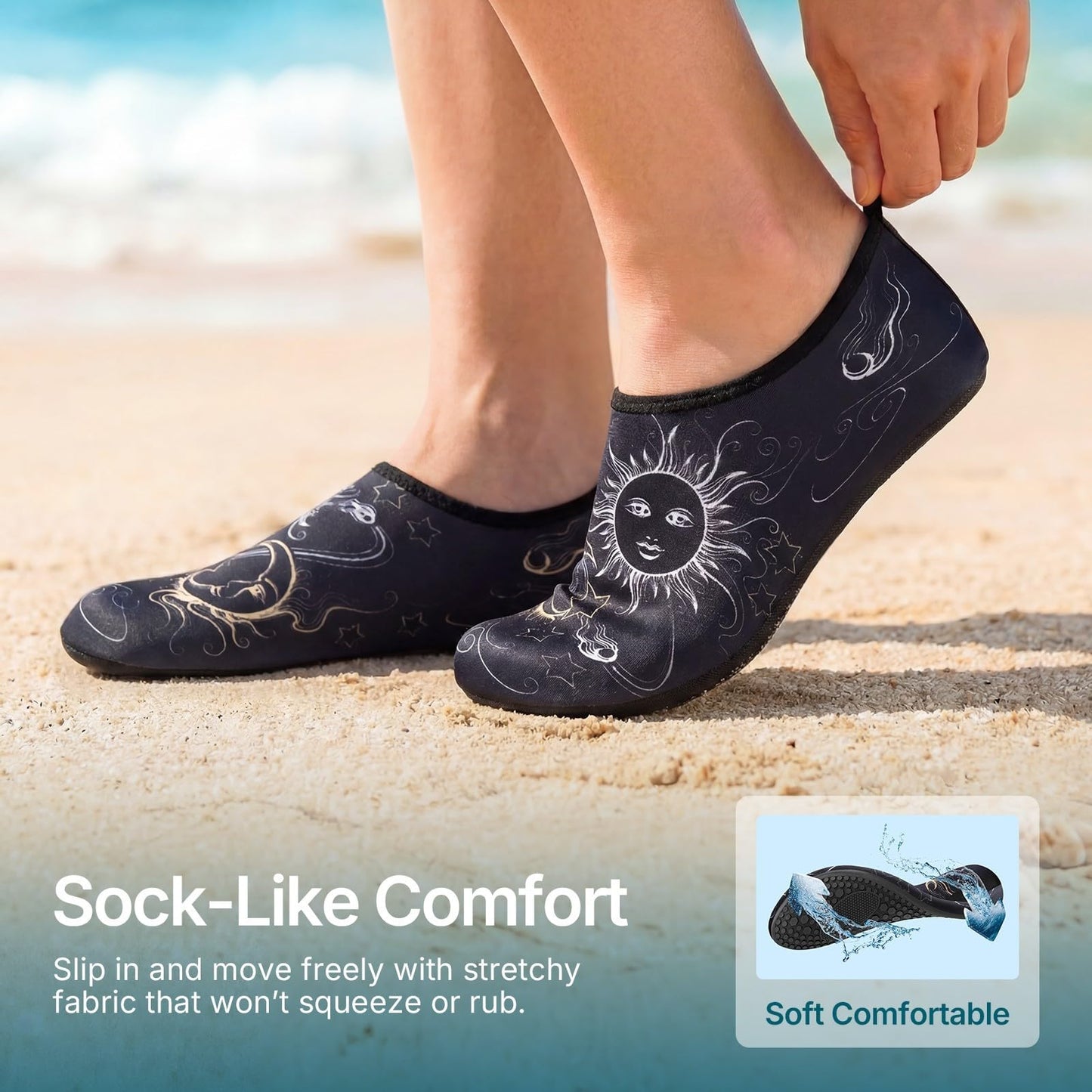 ATHMILE Water Shoes Women Men Barefoot Aqua Socks Quick-Dry for Beach Swim Pool Yoga Camping Cruise Surf Sport