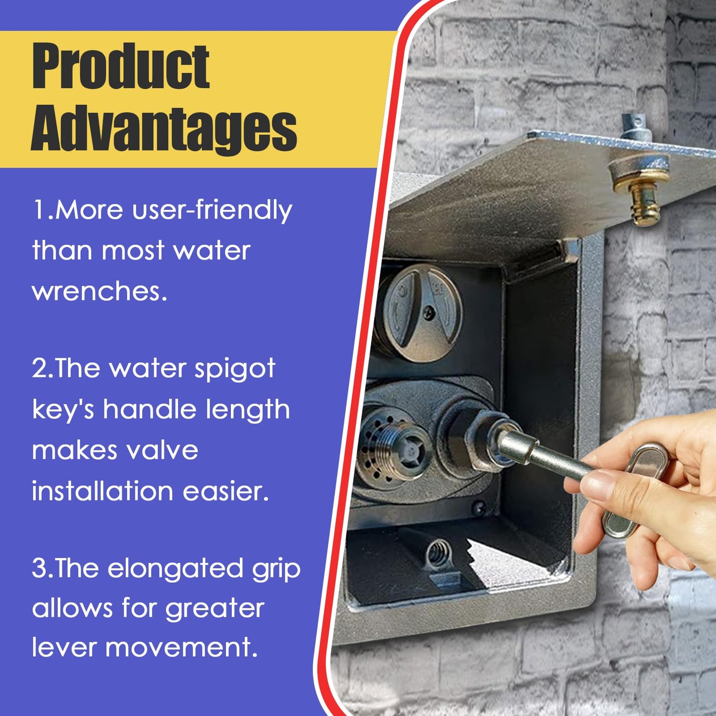 HAVANSIDY 2 Pack Hydrant Key 3/8 for Zurn P1300-PART-13-KEY Water Key, Fire Hydrant Water Spigot Key for Wall Hydrant Faucets Valves and Outdoor Hose Valves, Shut Off Tool for Faucet Water Hydrant