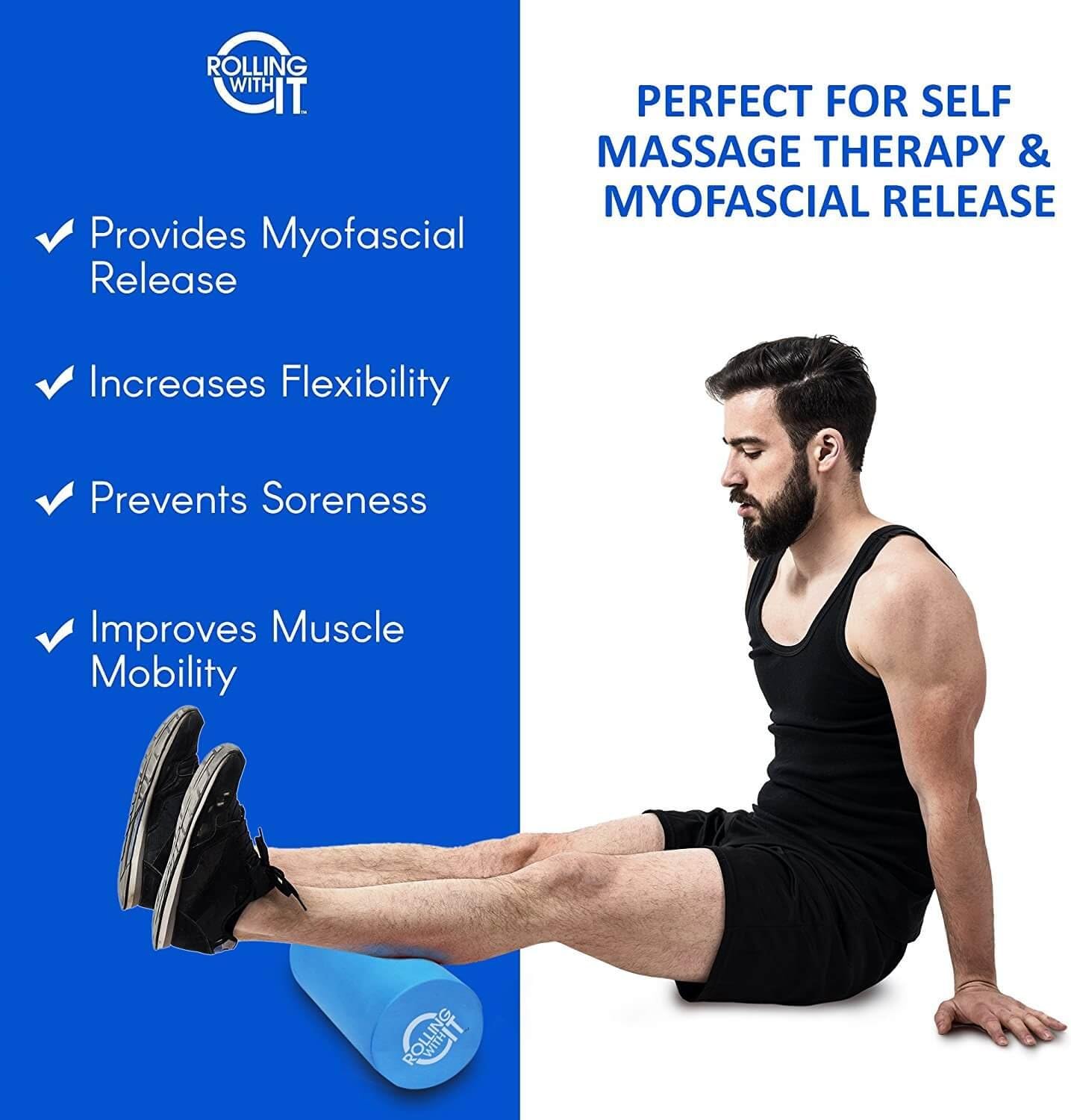 Rolling With It Foam Roller - High Density Muscle Roller for Therapy & Recovery | Eco-Friendly Design
