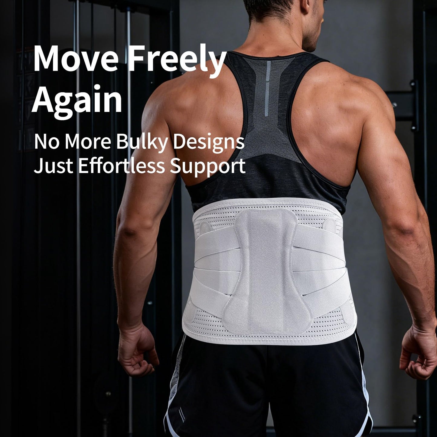 RockloookY Lower Back Brace for Women Men, Adjustable Lumbar Support with 3D Pad, Breathable Ergonomic Support Belt with Metal Stays for Work, Lifting, Drive, Grey,Size M,Waist 31"-38"