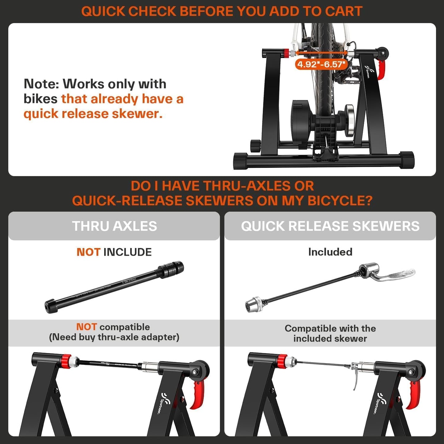Sportneer Bike Trainer - Magnetic Stationary Stand for 26-28" & 700C Wheels | 6 Adjustable Resistance Levels