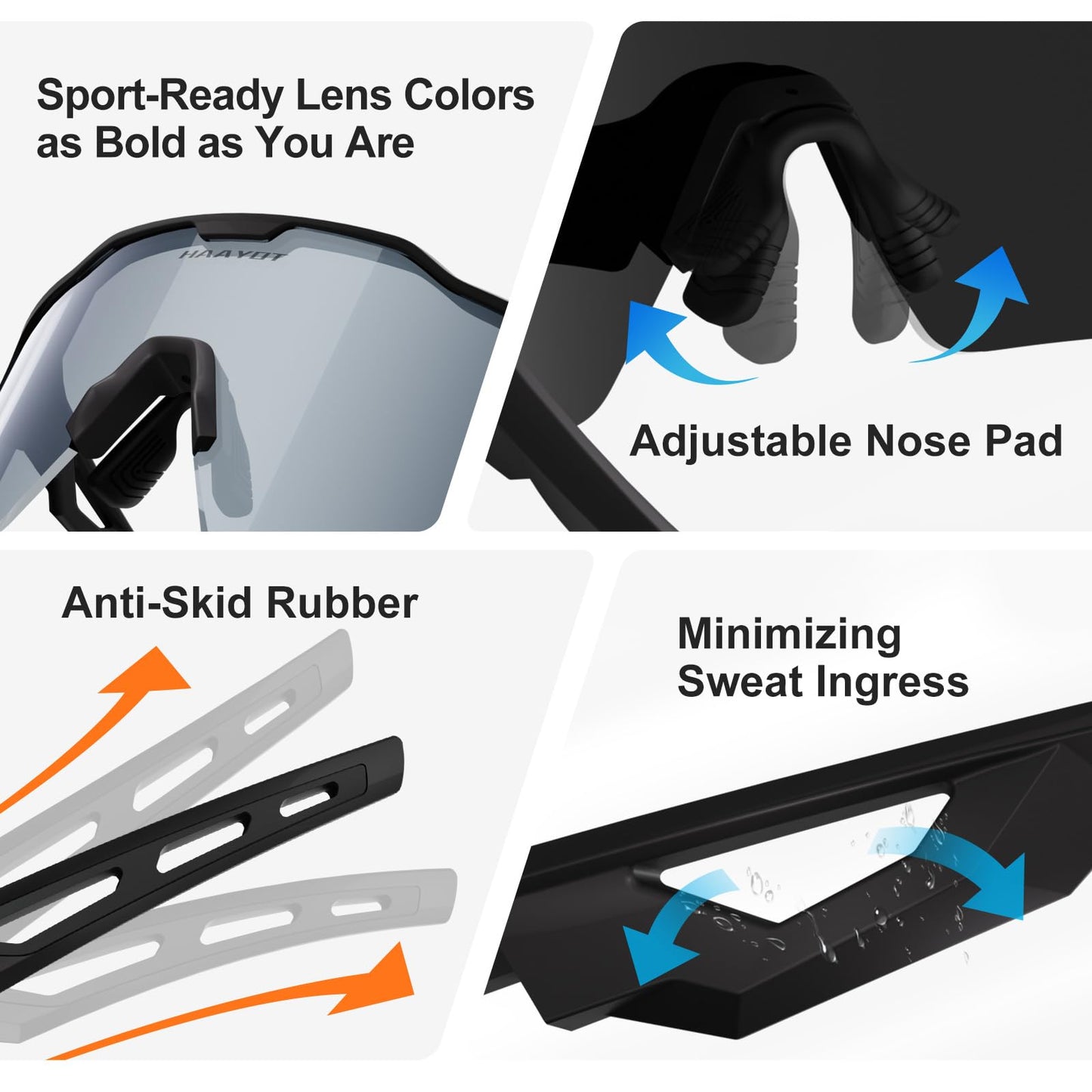 HAAYOT Polarized Sports Sunglasses for Men Women Youth Baseball Cycling Running Softball Biking Glasses 5 Lenses Matte Black Silver