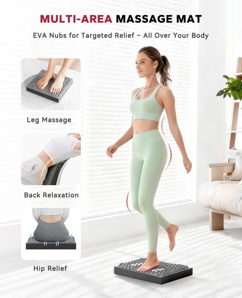 HAPBEAR Exercise Balance Pad - 15"x12" Non-Slip Textured Foam Balance Pad with 2-in-1 Stability & Massage - 2.2" Thick TPE Layer with Soft Cushioning + EVA Massage Layer for Physical Therapy, Core Training & Massage