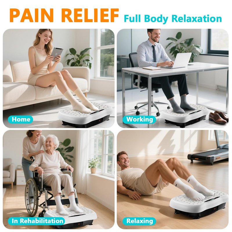 Vibration Plate Exercise Machine, Power Vibrating Board for Weight Loss, Full Body Workout Home Gym Equipment with 100 Adjustable speeds