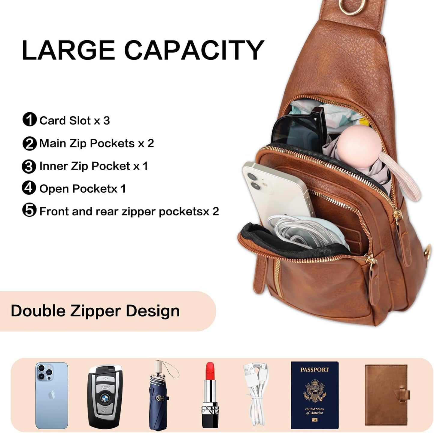 Relang Sling Bag - Stylish Leather Crossbody Fanny Pack for Women | Perfect for Travel & Daily Use