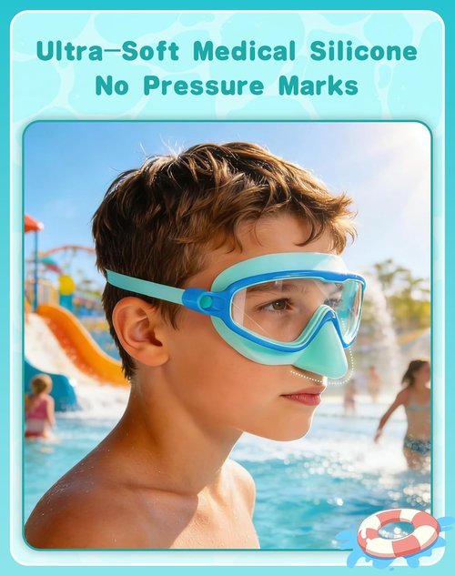 Aegend Kids Swim Goggles - Anti-Fog UV Protection & Comfortable Fit | Age 3-14, No Leaking