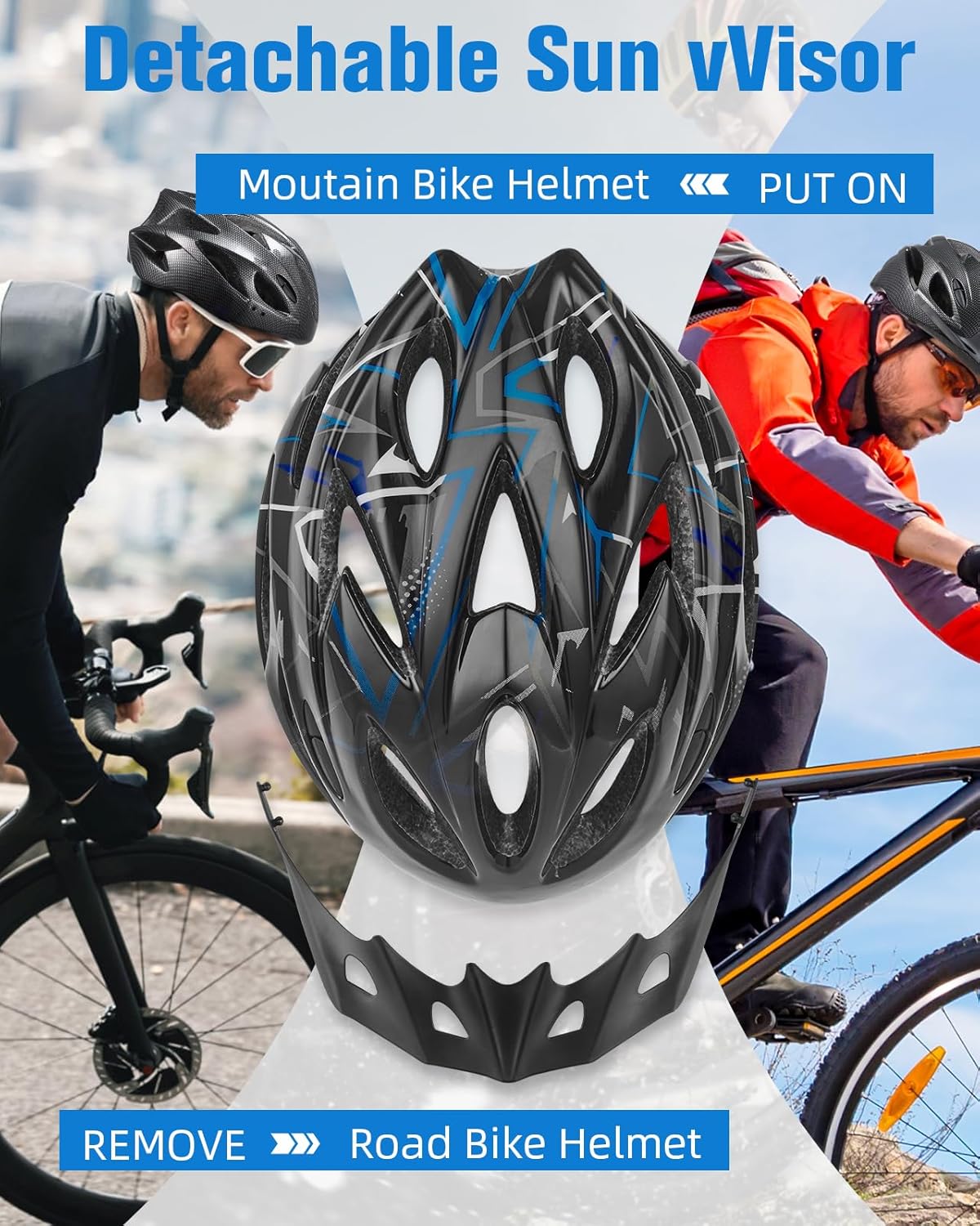 Zacro Adult Bike Helmet - Lightweight CPSC Certified Safety Helmet with Removable Pads & Visor | Ideal for Men & Women