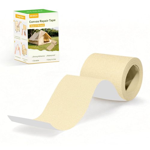 Besezx Canvas Repair Tape - Waterproof Self-Adhesive Fabric Patch for Outdoor Gear | 3x79 Inches, Ivory Beige
