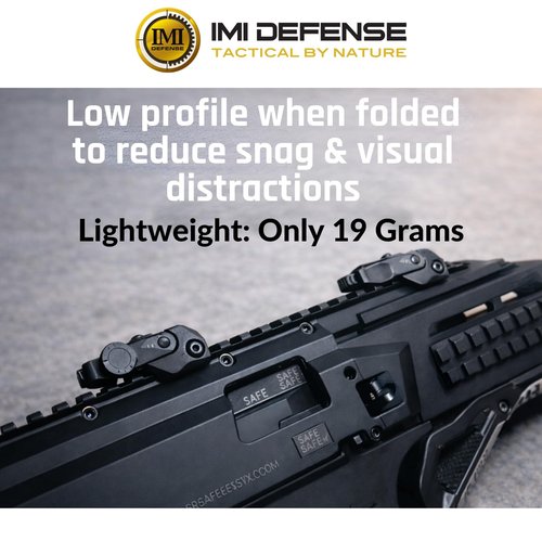 Flip Up Iron Sights – IMI Defense Backup Iron Sights, Picatinny Polymer Front & Rear Sights, Dual Aperture, Fiber-Reinforced, Black
