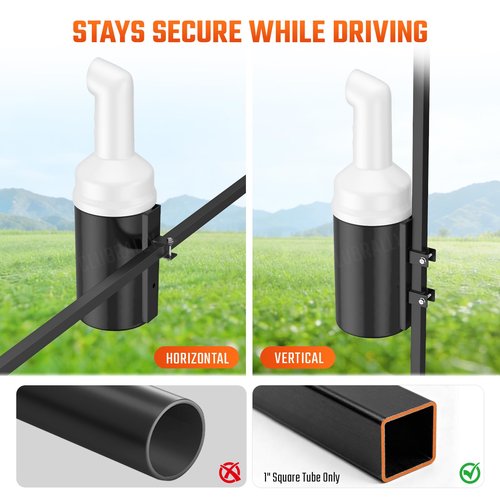 CLUBRALLY Golf Cart Sand Bottle with Holder, Universal No Drilling Sand Bottle Kit, Large Capacity Divot Filler Sand Container, Fits Club Car, EZGO, Yamaha with 1" Square Tubes -1 Pack