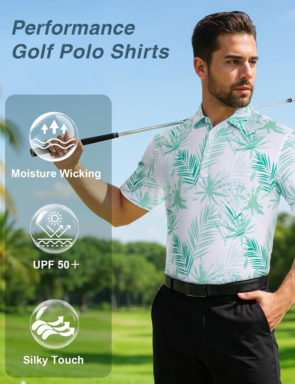 Skiennix Men's Golf Polo Shirt - Short Sleeve Dry Fit Performance with Moisture Wicking | Stylish Print Design