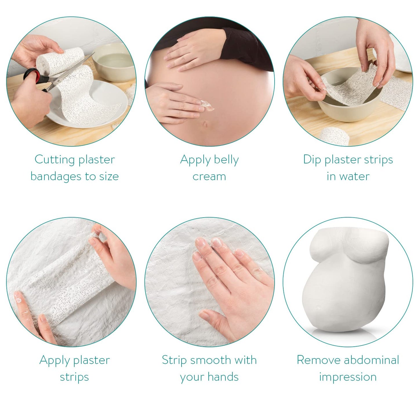 Navaris Plaster Cloth Rolls (L, Pack of 6) - Gauze Bandages for Body Casts, Plaster of Paris for Craft Projects, Belly Casting Kit Pregnancy - Easy Use Wrap Strips - 6" W x 118" L