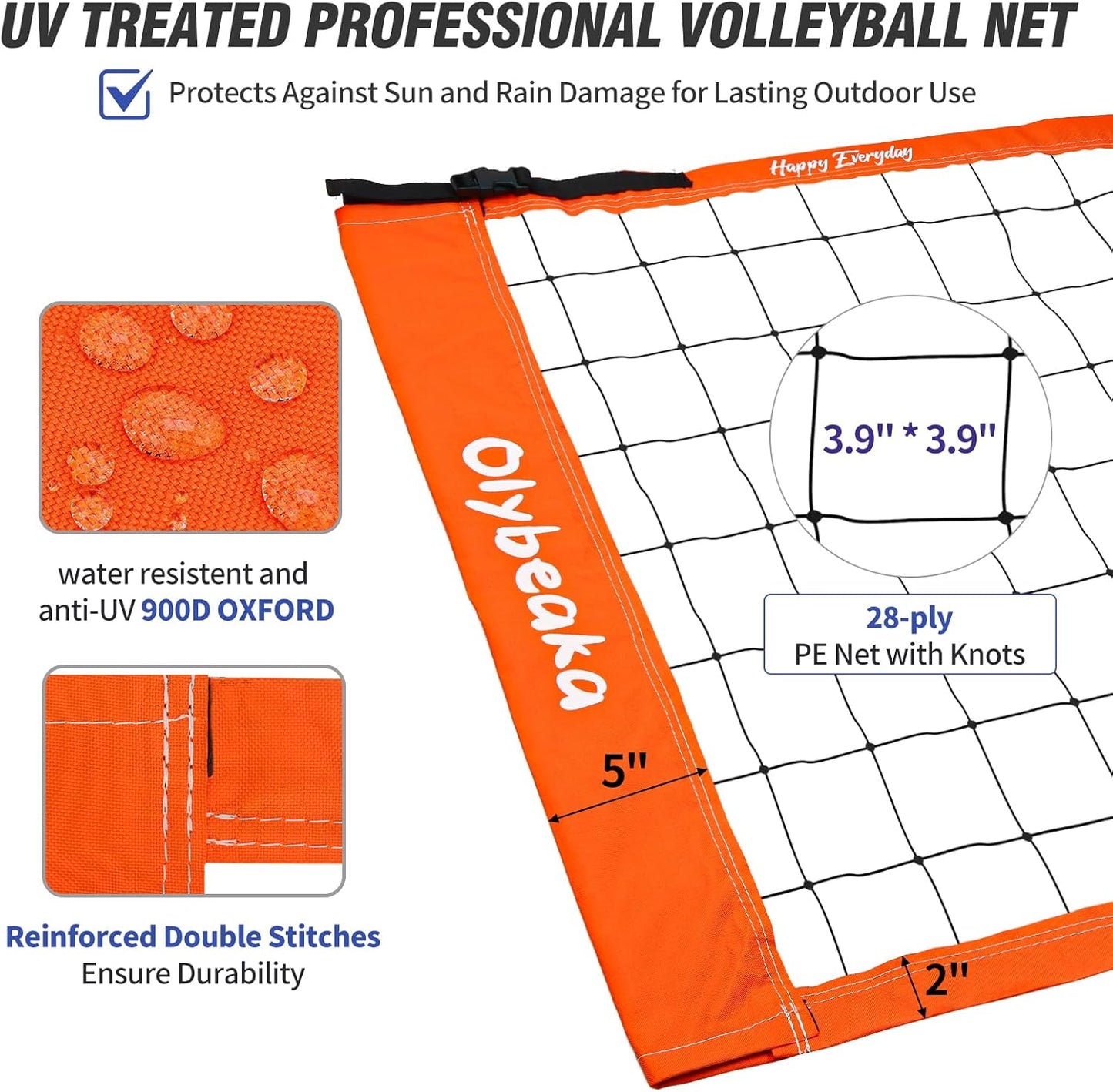 Regine Switzerland 20ft Portable Outdoor Volleyball Net Set - Heavy Duty Poles, Durable PE Net, Complete with Volleyball & Pump