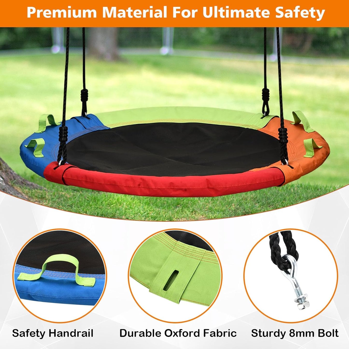 Skiennix Tree Swing - 40-Inch Saucer Swing with 900lbs Capacity | Adjustable Straps for Outdoor Fun