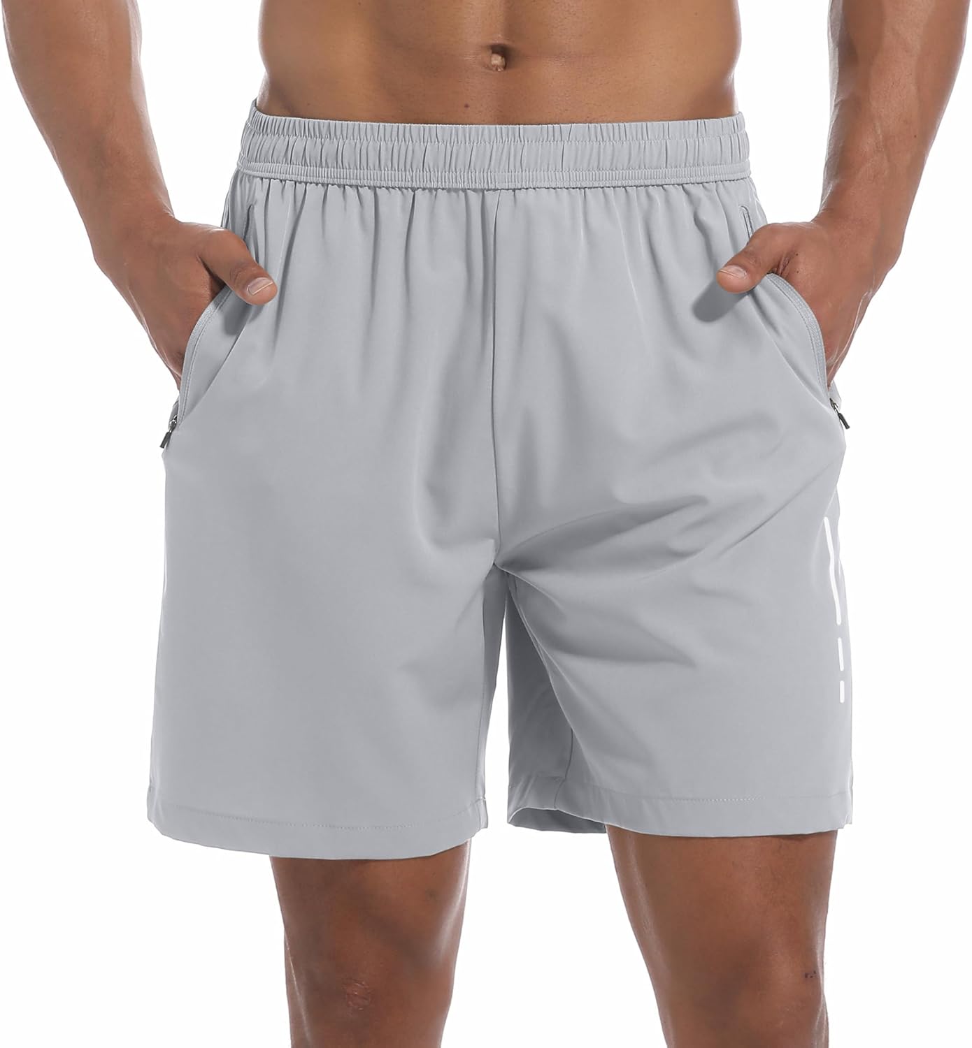 Men's Athletic Gym Shorts with 3 Zipper Pockets 7" Lightweight Quick Dry Workout Running Shorts