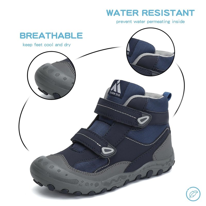 Mishansha Boys Hiking Boots Kids Hiking Shoes Girls Outdoor Adventure Trekking Shoes Anti-Skid Sneakers Durable Comfortable Blue/Dark Blue/Gray 1 little_kid