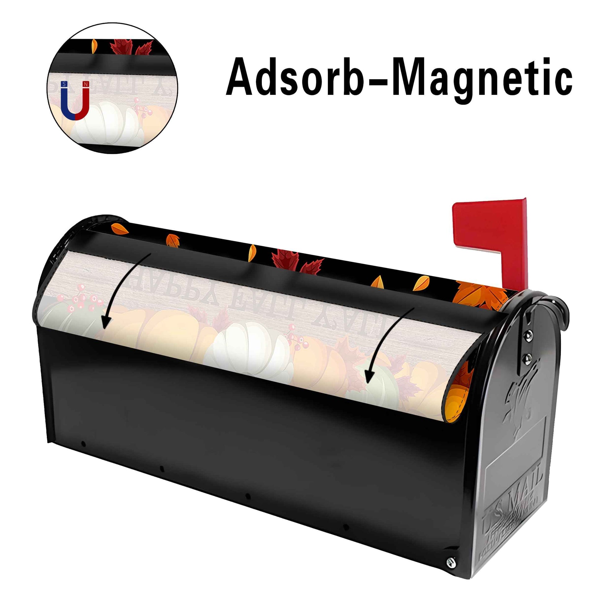 Fall Pumpkin Mailbox Cover 25.5x21 Inch, Happy Fall Y'all Post Letter Box Covers, Autumn Harvest Thanksgiving Magnetic Waterproof Mail Wraps for Outdoor Yard Garden Large Oversized Mailbox Decor