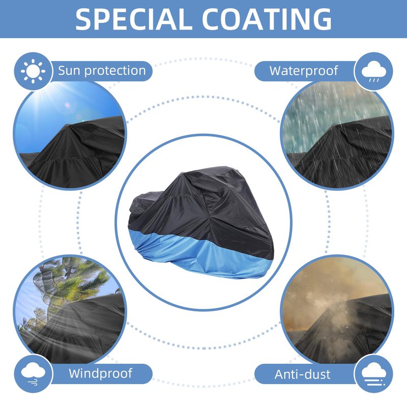 AkiiGer Adult Tricycle Cover Waterproof Outdoor, Bike Covers for 2 Bicycles, Sun Dust Wind Proof Bicycle Cover with Lock Hole, 90.6"L, Ripstop Material, Easy to Carry-Blue