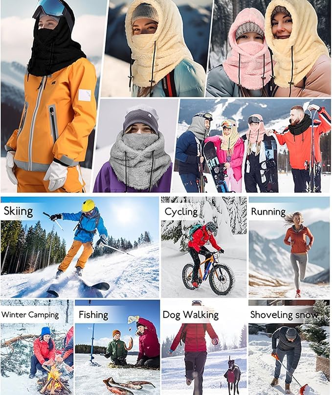 Windproof Fleece Balaclava Winter Face Mask - White One Size