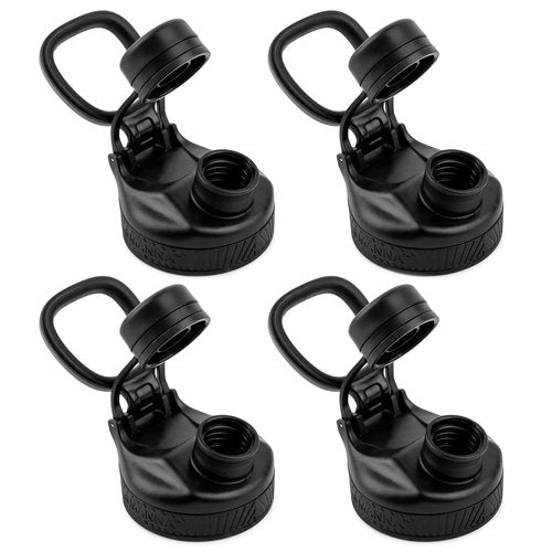 Manna Saratoga Lid - Locking Pour Spout Cap for Saratoga, Ranger Pro, and Convoy Bottles - Black - 4 Lids