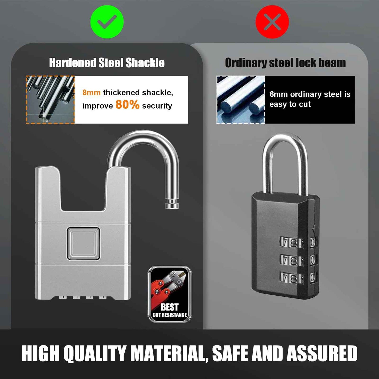Heavy Duty Combination Padlock, Diyife Large Outdoor Padlock [Wrapped Beam] High Security, One-Touch Unlocking, Design of Hidden Password Suitable for Locker, Home, School, Garage, Gate (Silver)