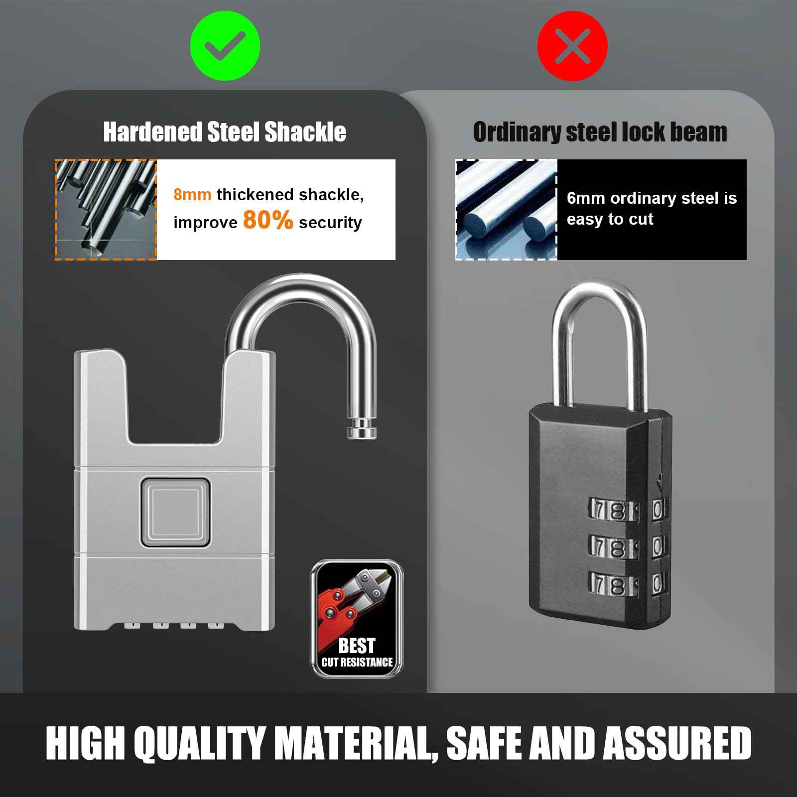 Heavy Duty Combination Padlock, Diyife Large Outdoor Padlock [Wrapped Beam] High Security, One-Touch Unlocking, Design of Hidden Password Suitable for Locker, Home, School, Garage, Gate (Silver)