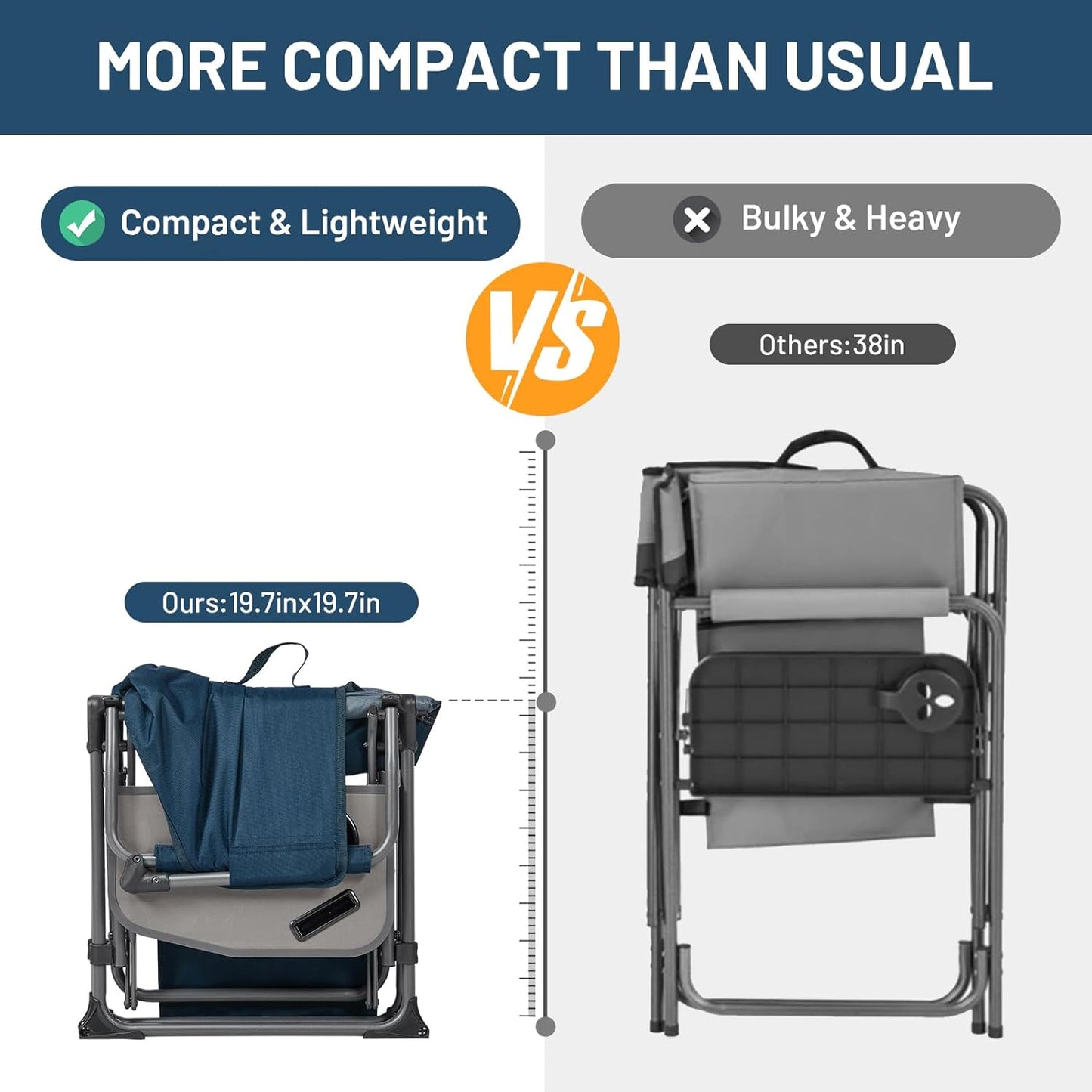 Timber Ridge Camping Directors Chair - Portable Heavy-Duty Folding Chair with Side Table | 400lbs Capacity, Blue