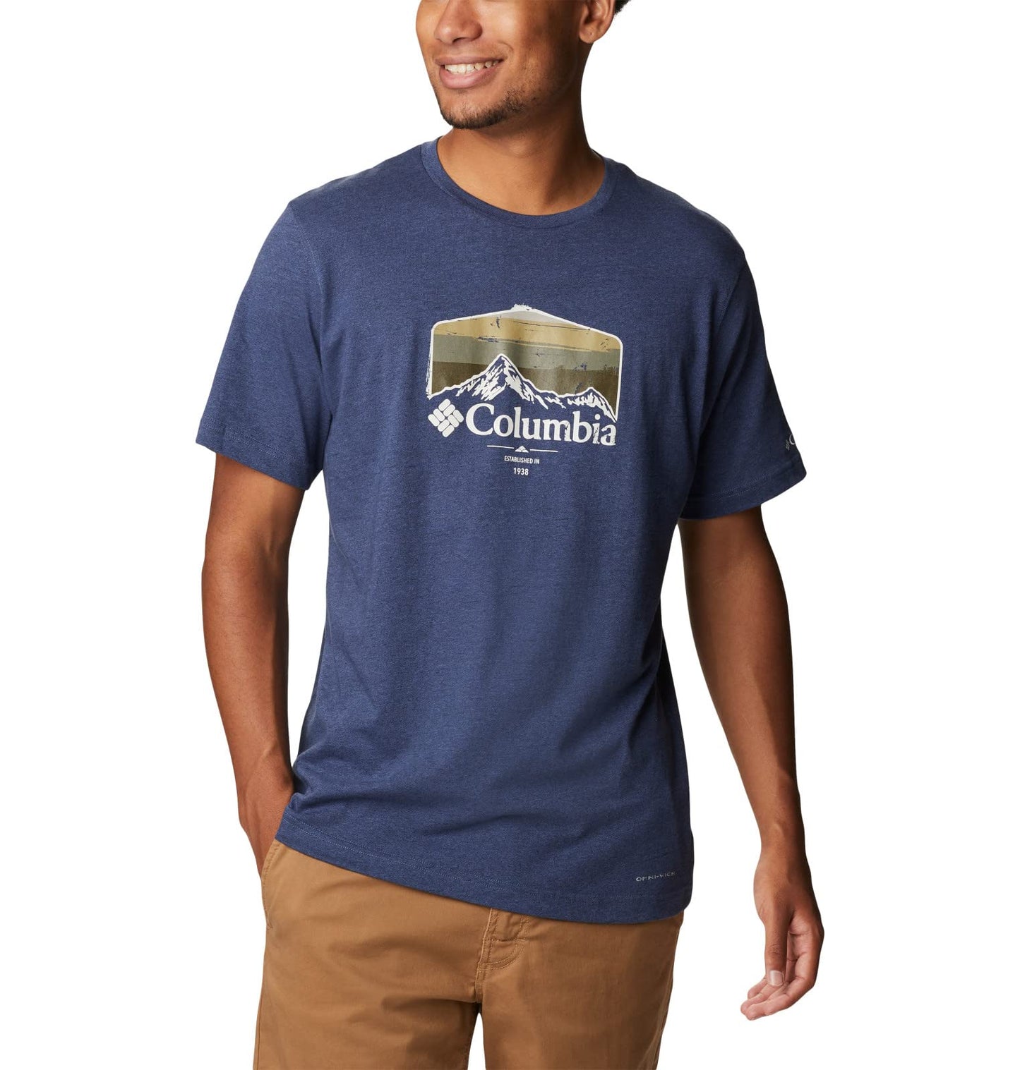 Columbia Men's Thistletown Hills Graphic Short Sleeve, Dark Mountain Heather/Hikers Graphic, 4X Big