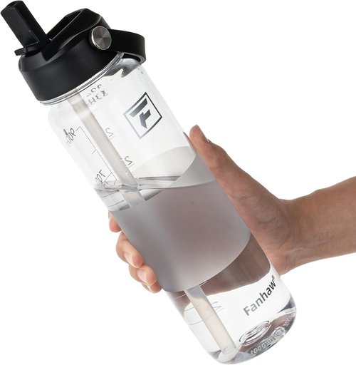 Fanhaw 32 oz Clear Water Bottle - BPA-Free Tritan, Lightweight, Leak-Proof with Straw Lid | Ideal for Gym, Travel, School, and Sports
