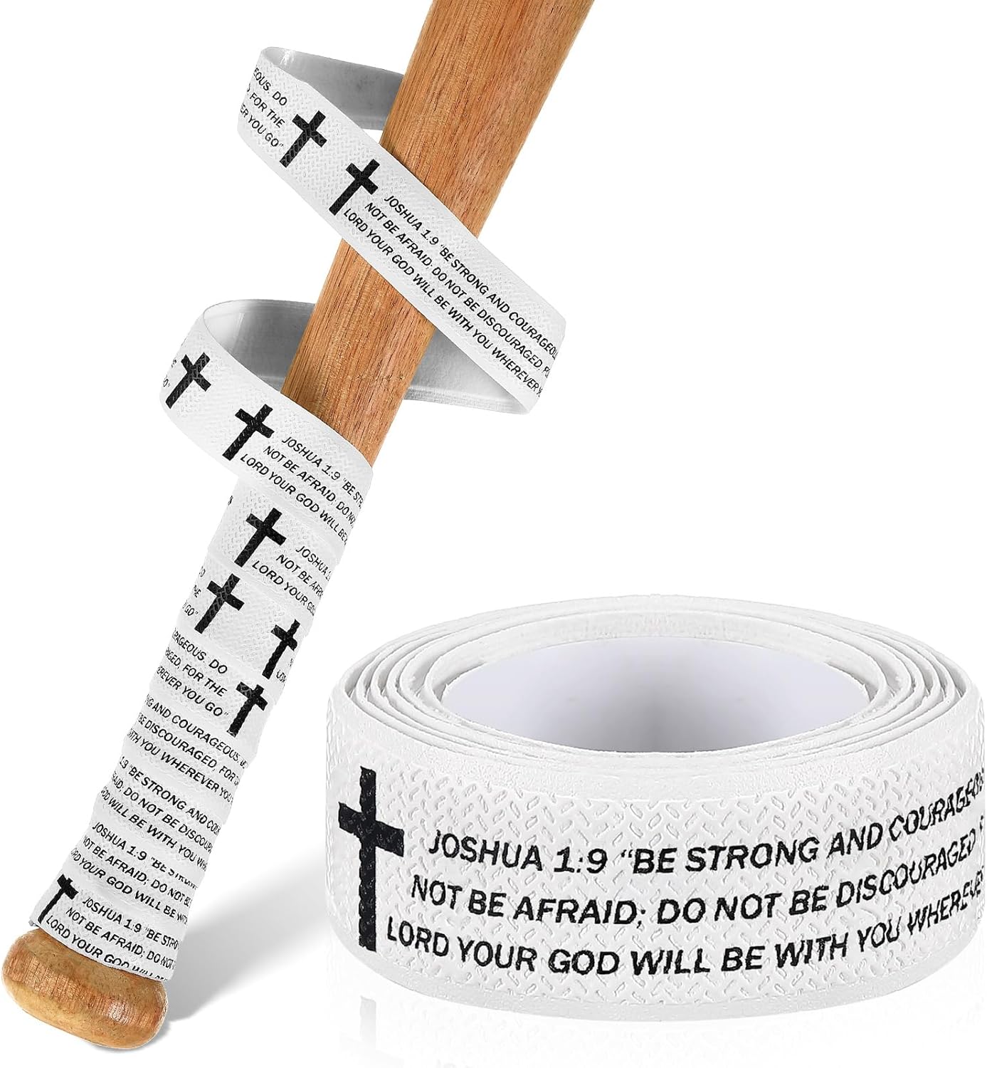 Pushglossy Christian Baseball Bat Grip Tape - 1.5mm Precut Full Adhesive Non-Slip Design with Faith Cross