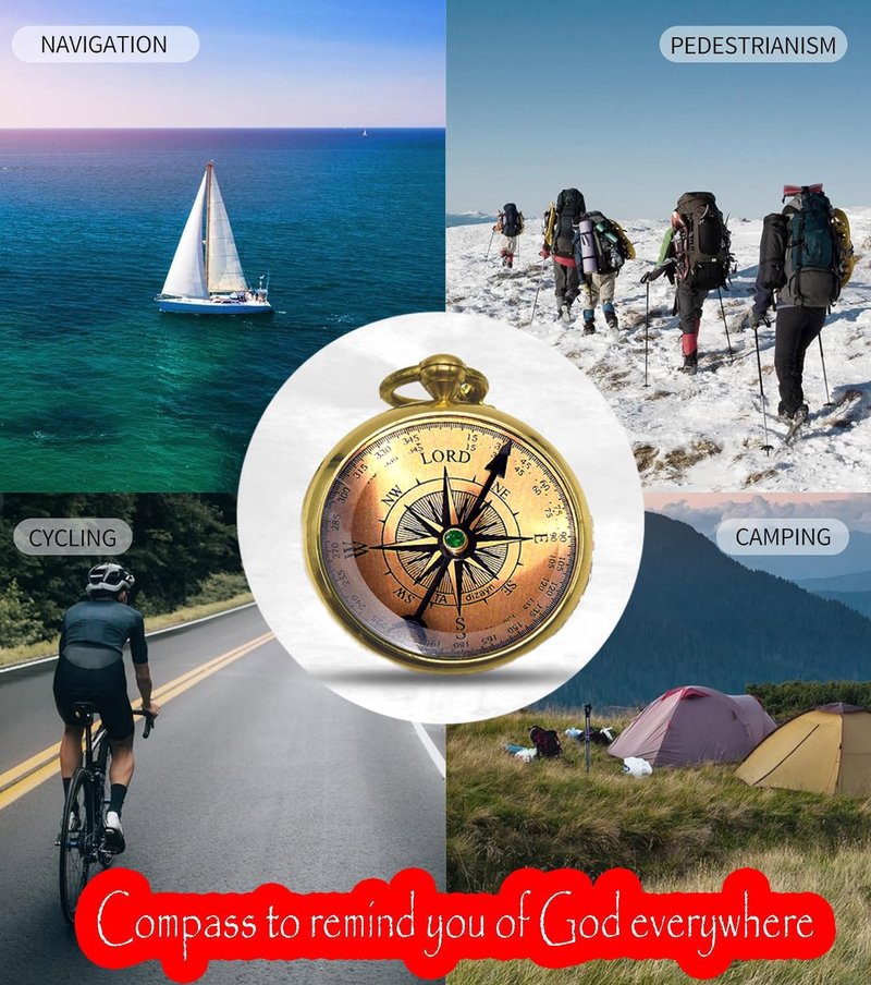 Trust in The Lord -Proverbs 3: 5-6 Engraved Compass, Graduation Gifts for Him, Birthday Gifts for Son, Husband, Inspirational, Motivational, Christmas, 2026 Unique Office Decor, Greeting Card Included