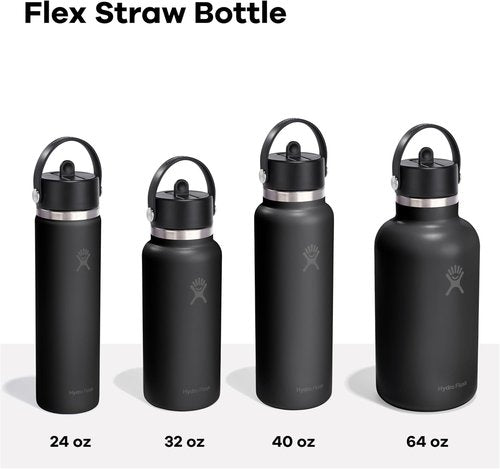 Hydro Flask Water Bottle - Insulated Stainless Steel | Leakproof Wide Straw Lid - 24 Oz Harbor Blue