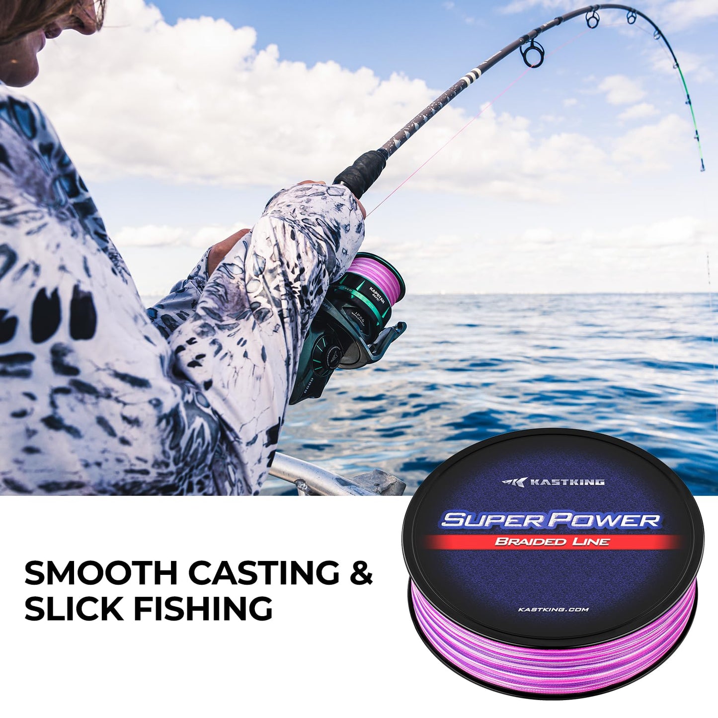 KastKing Superpower Braided Fishing Line, Red, 15LB, 150 Yds