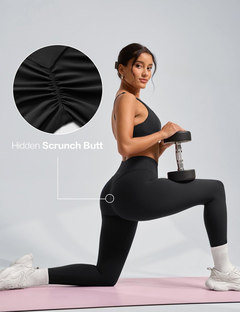 INGIA Womens High Waist No Front Seam Scrunch Butt Leggings Workouts 25 Inches V-Back Scrunch Booty Gym Yoga Pants Black Small