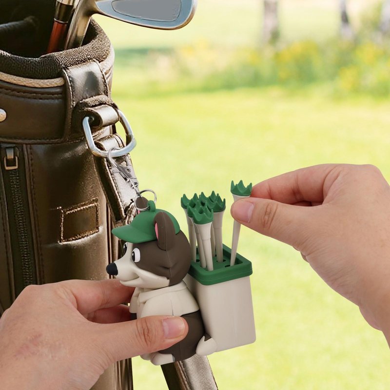 Penitue Dog Caddy Golf Tee Holder Bag Accessories, Including 8 Golf Ball Tees Creative Cute Puppy Holder Set for Women Men Golfers Attaching to Backpack Shoulder Bag Belt
