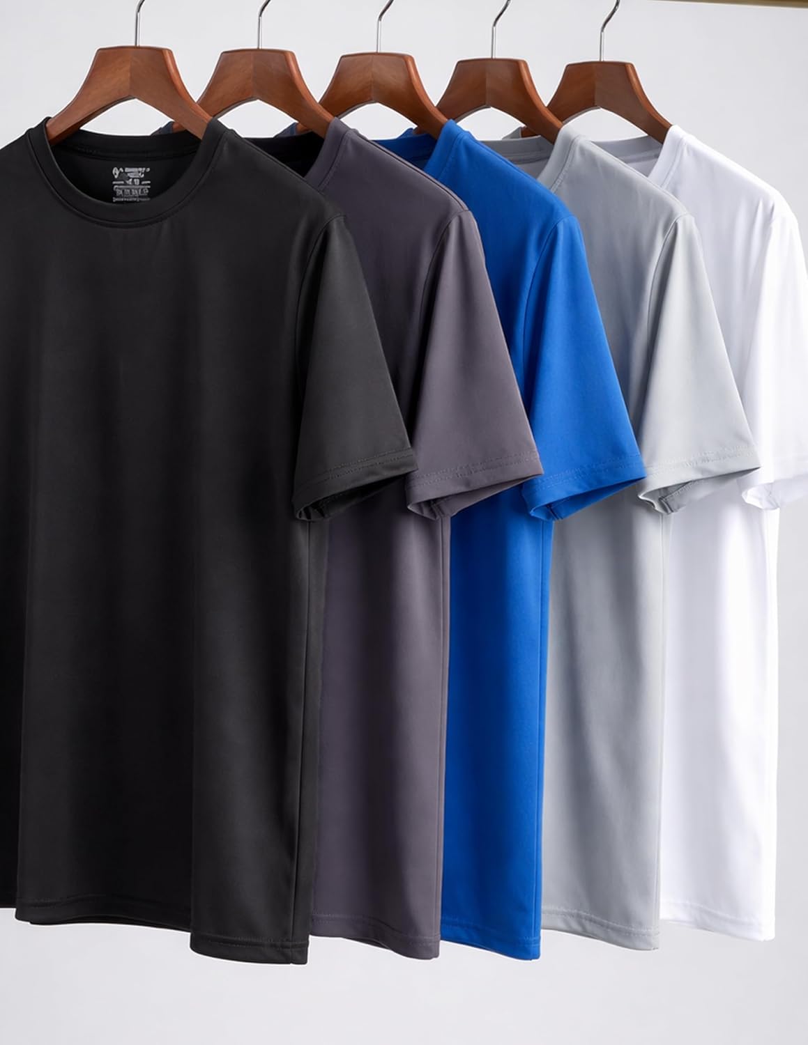 Skiennix Men's Active Quick-Dry Crew Neck T-Shirts - 5 Pack Athletic Workout Tees