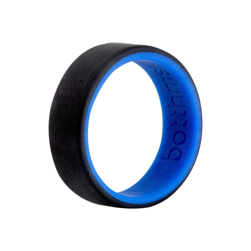 botthms - Men’s Dual Tone Silicone Rings, Silicone Wedding Rings, for Active Lifestyle (Black/Blue, 12)