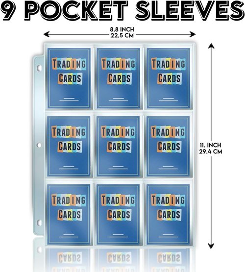 1800 Pockets Trading Card Sleeves - Premium 9-Pocket Protectors for TCG Storage | 100 Sheets
