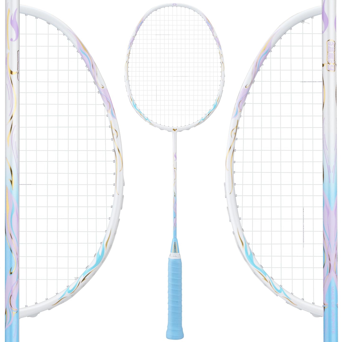 YODIMAN Single Professional Badminton Racket for Advanced Players - 50T Graphite Carbon Fiber with Aerodynamic Frame, Pre-Strung 26lbs, Ultra-Light 5U for Club & Tournament