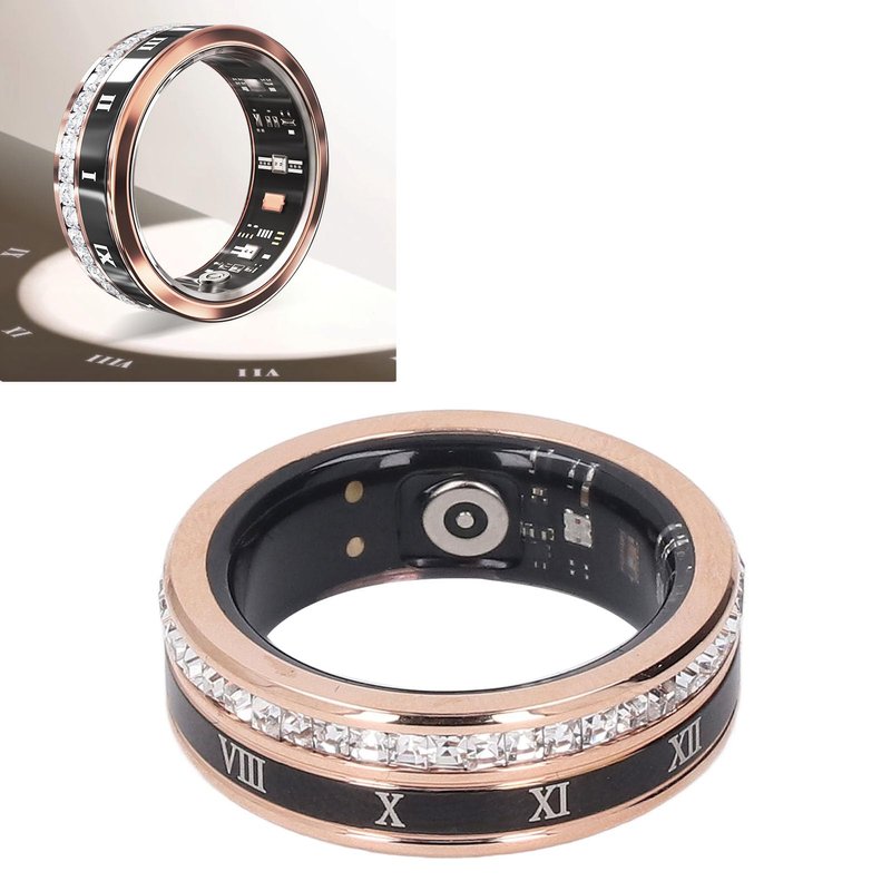 Yunir Smart Ring,Water Proof Fitness Ti Steel Roman Numerals Smart Ring Health Tracker,Smart Ring Health Tracker Men (10)