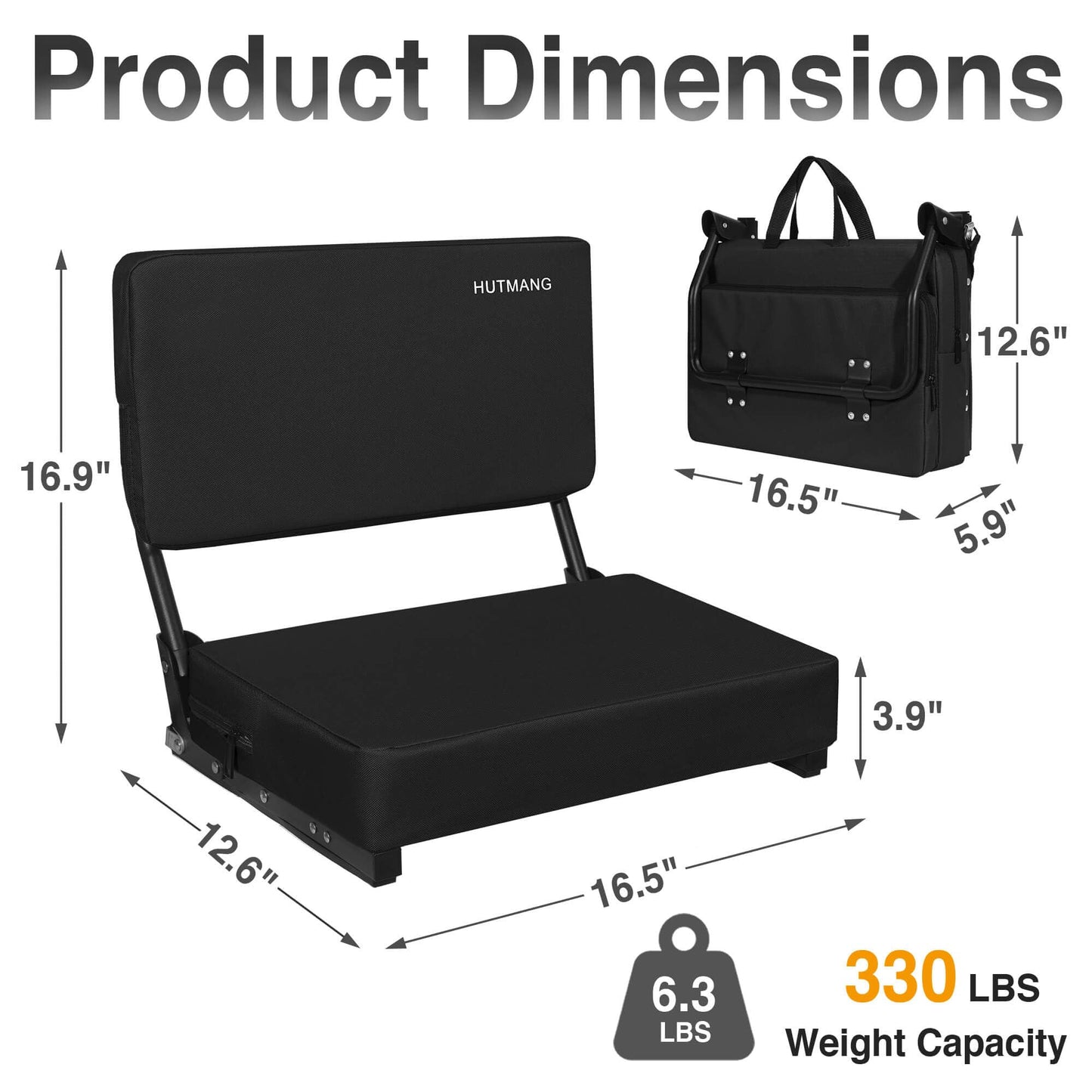 HUTMANG Swivel Backrest Stadium Seat, High-Density Cushion Bleacher Chair