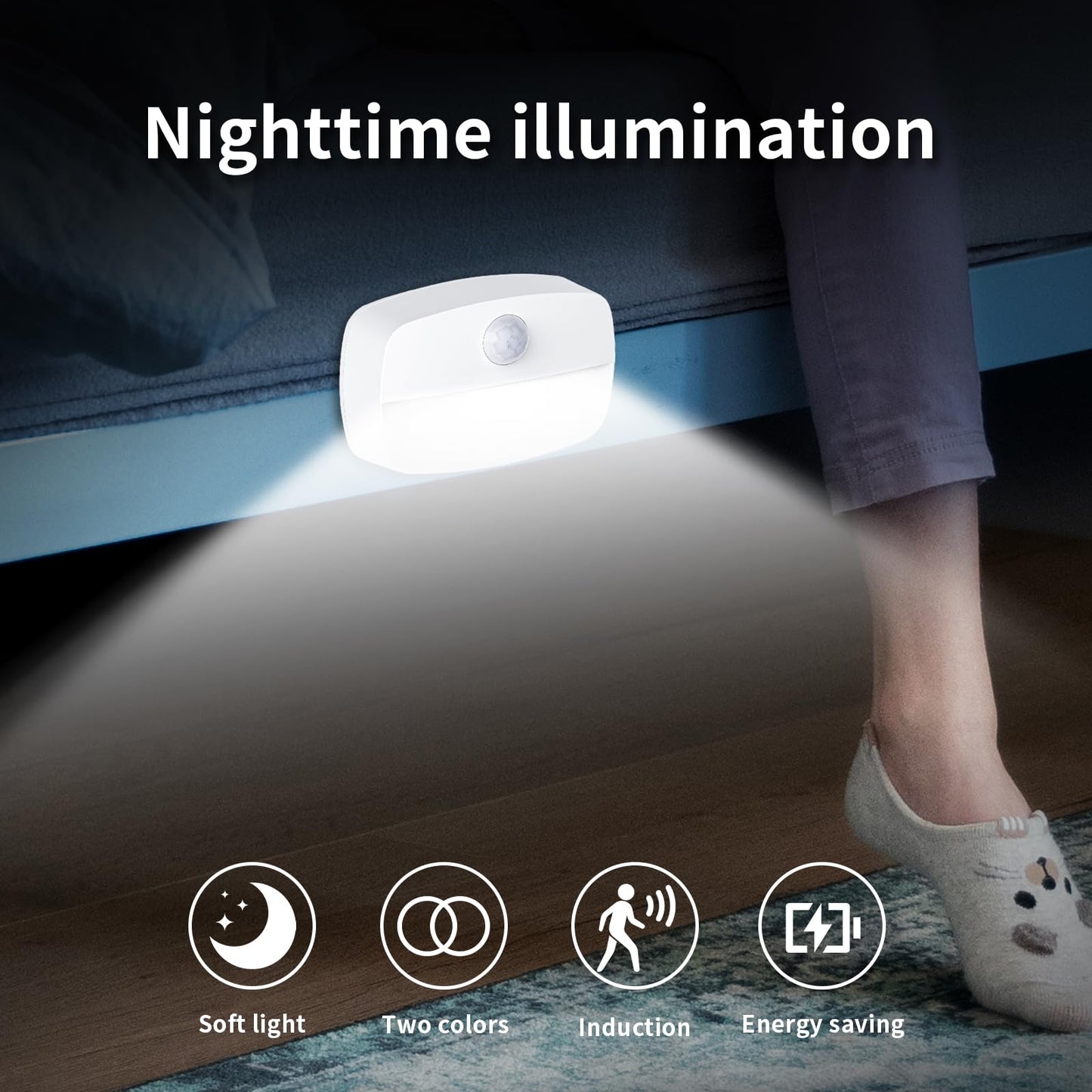YXYXY 3 Pack LED Motion Sensor Night Light Indoor Dusk Dawn 100 Lumen Warm/Whte Lighting Wireless Closet Light Cabinet Light Hallway Wall Lamp Space Home Bathroom Decor