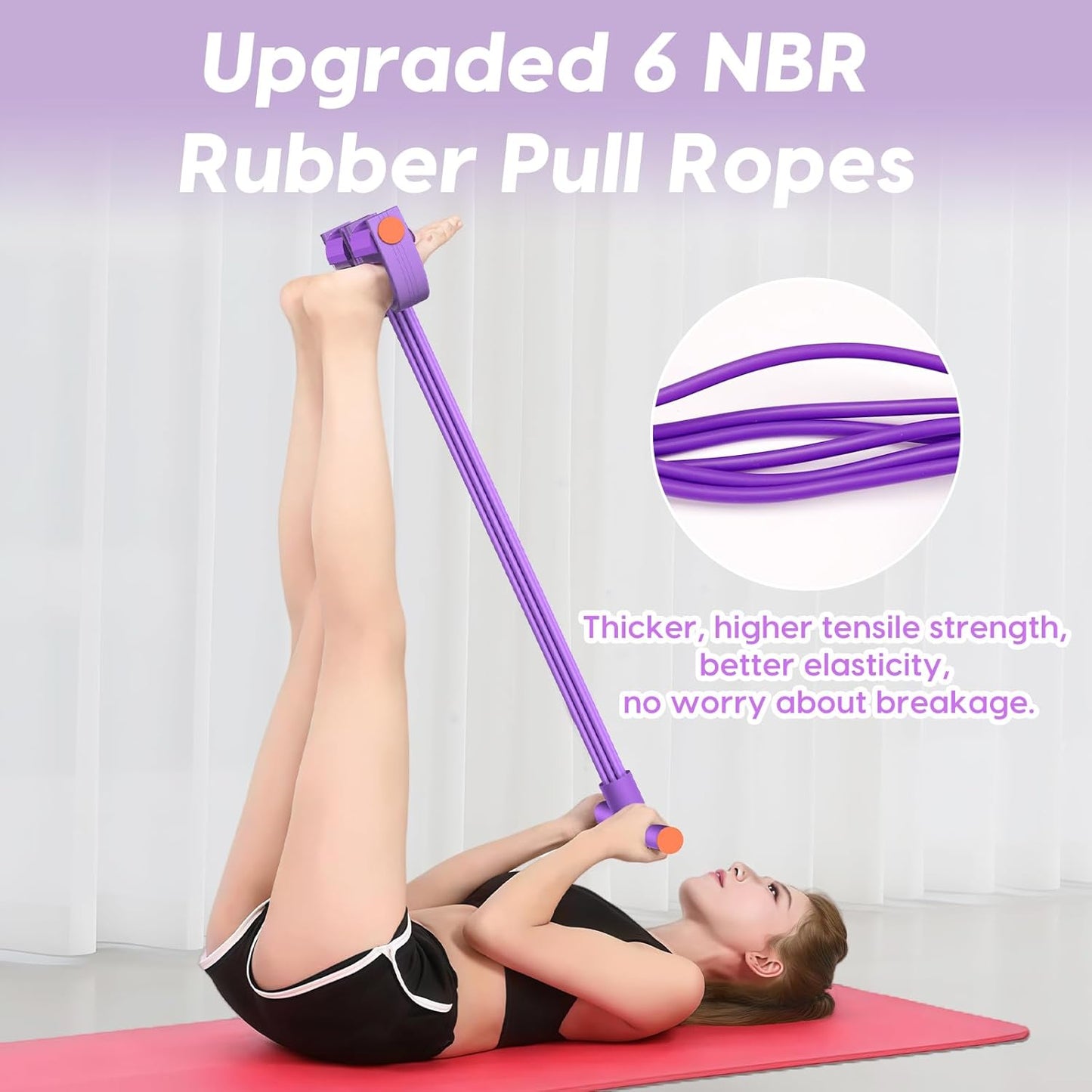 Skiennix Resistance Bands - 6-Tube Elastic Foot Pedal Set for Full-Body Workout | Natural Rubber, Multi-Use